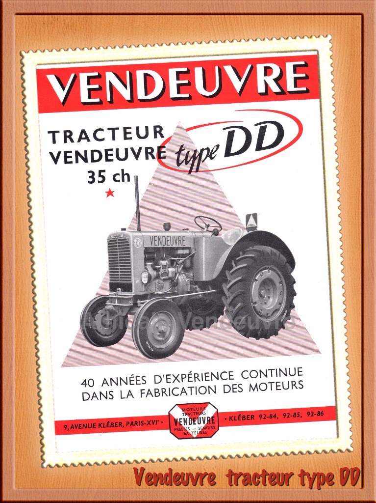 Prospectus du tracteur Vendeuvre type DD.