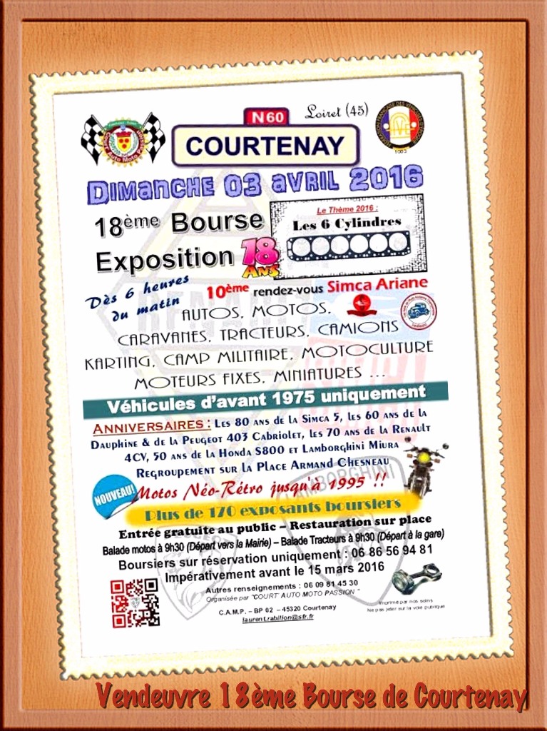 Avril 2016 18ème Bourse de Courtenay dans la Loiret.