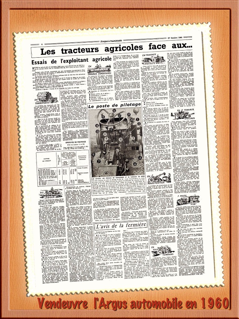 Octobre 1960 le journal l'Argus de l'automobile essai de l'exploitant agricole.