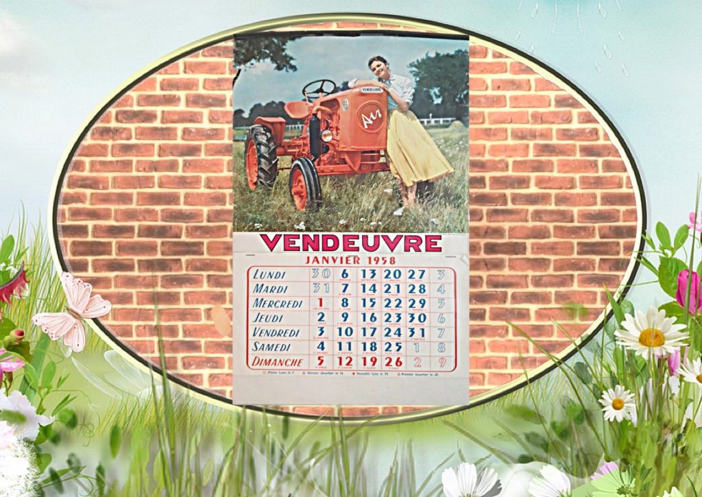 Calendrier Vendeuvre 1958