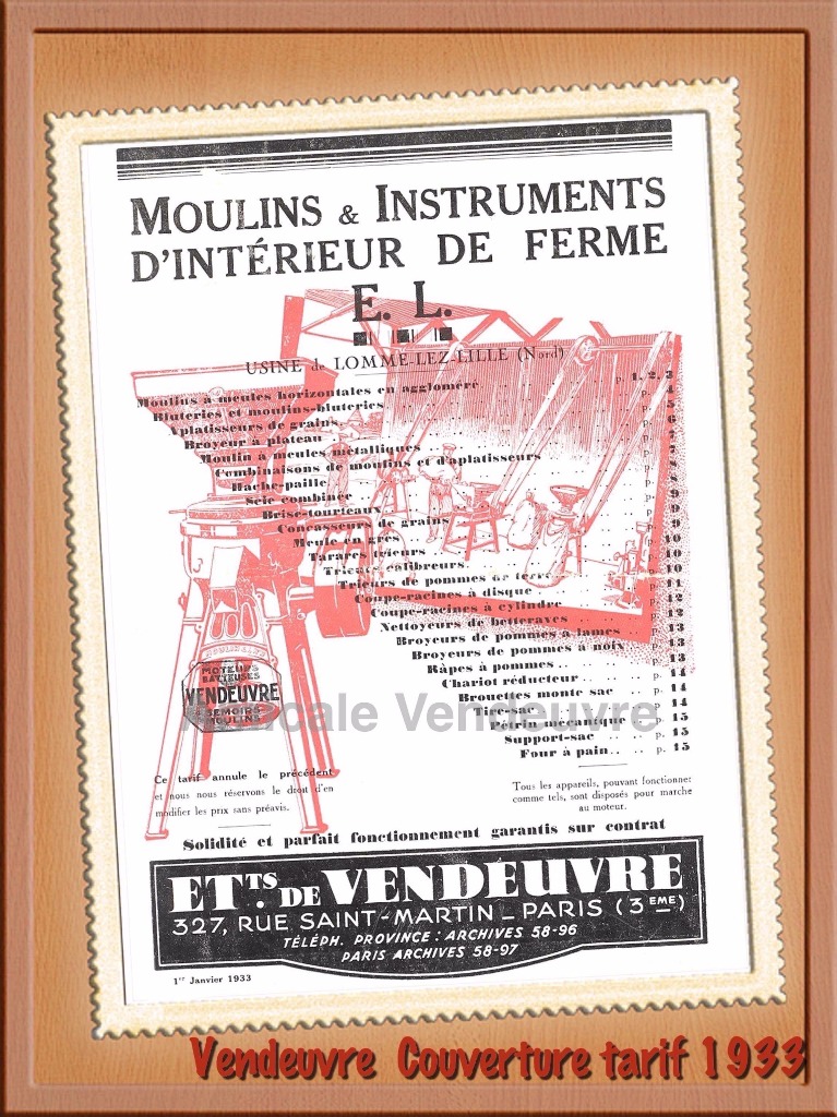 Couverture du catalogue d'instruments de cour de ferme en 1933.