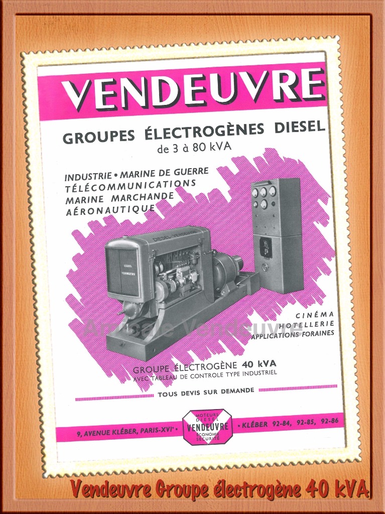 Groupe électrogène Vendeuvre 40 kVA avec moteur 4 cylindres.