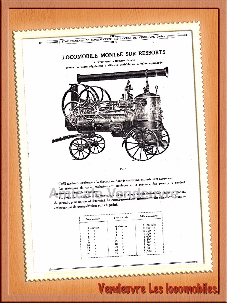 Les locomobiles Vendeuvre de 3 à 20 cv.