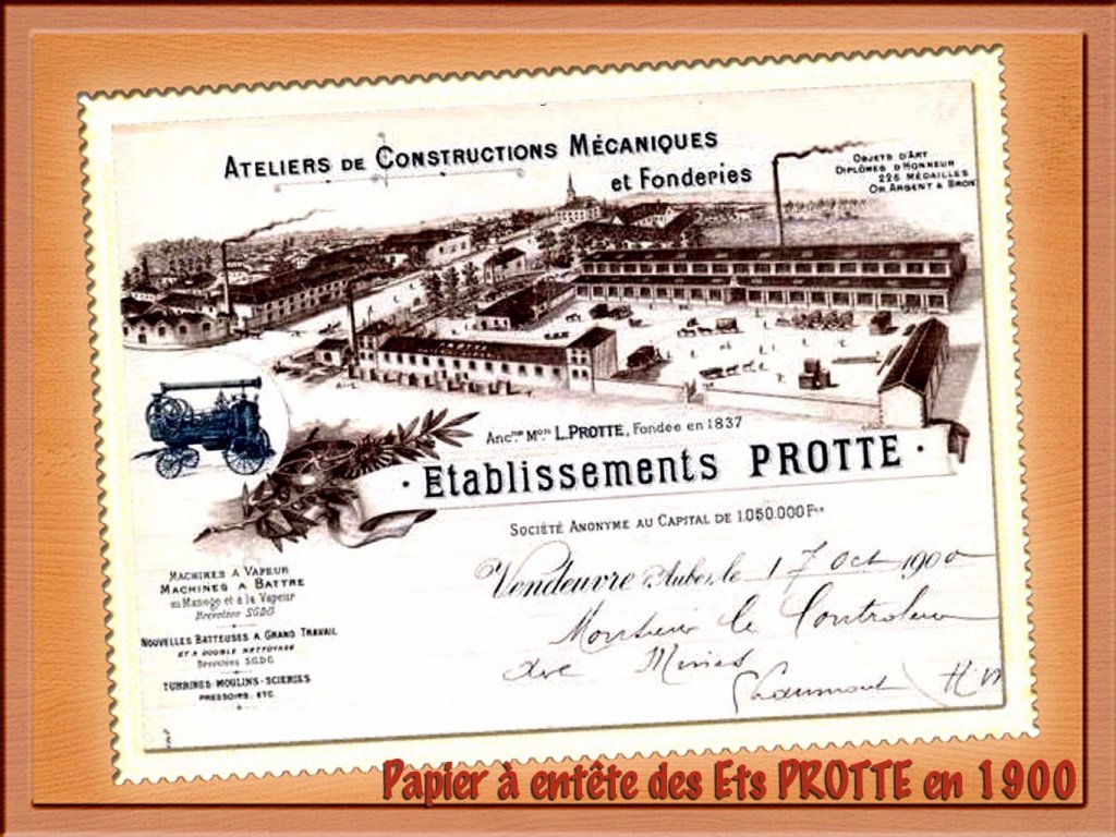 Papier à entête des Ets Protte en 1900.