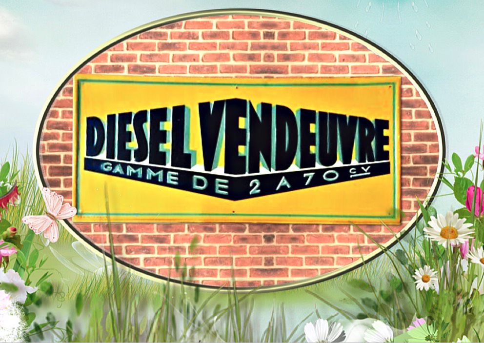 Plaque publicitaire émaillée moteurs diesel Vendeuvre.