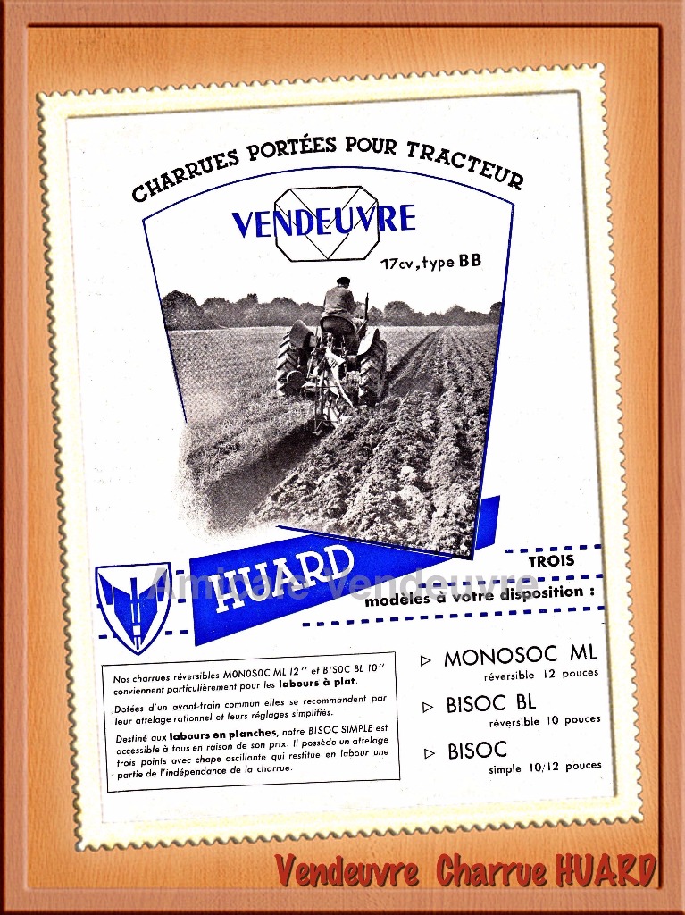 Les charrues Huard sont commercialisées et conseillées par Vendeuvre.