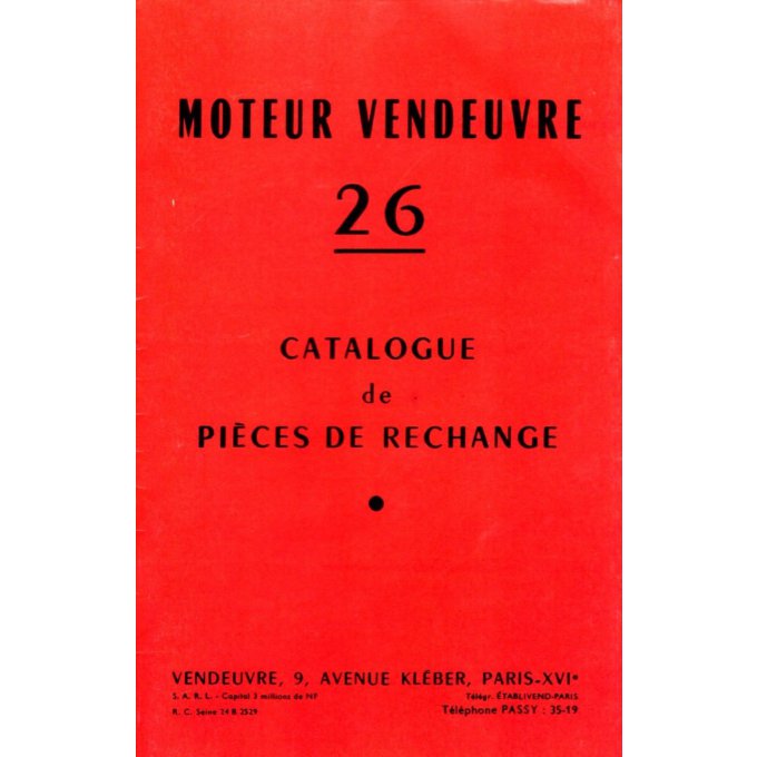 A8001170 Catalogue pièces 24 pages moteur Vendeuvre 26 118/05/60