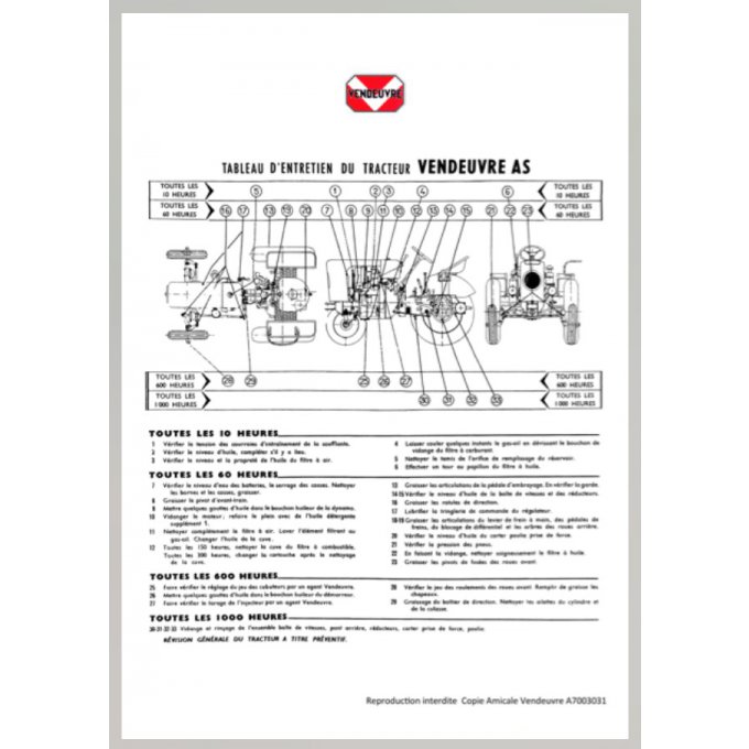 A7003031 Tableau d'entretien AS 500