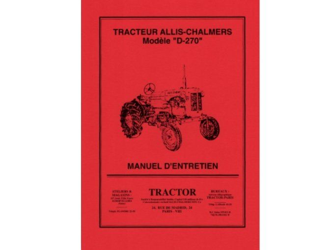 A7006020 Manuel d'entretien 50 pages Allis-Chalmers  D 270