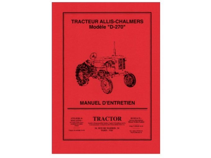 A7006020 Manuel d'entretien 50 pages Allis-Chalmers  D 270