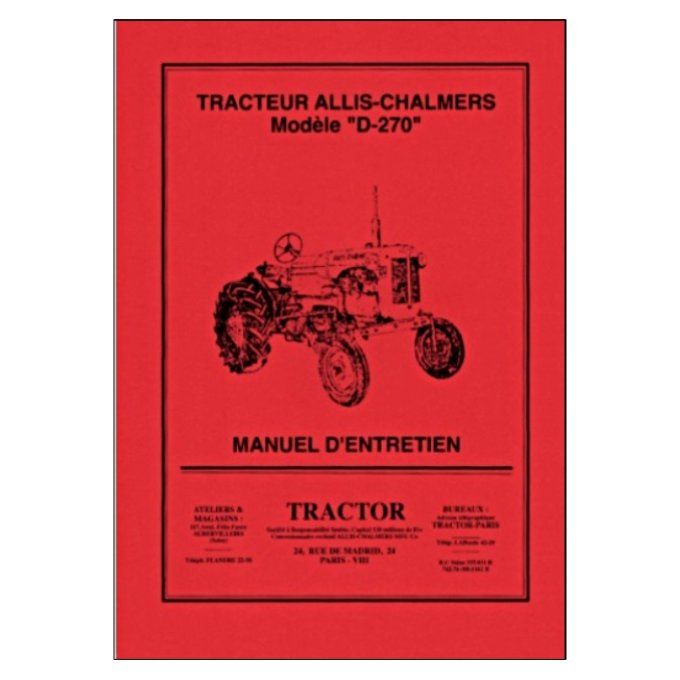 A7006020 Manuel d'entretien 50 pages Allis-Chalmers D 270