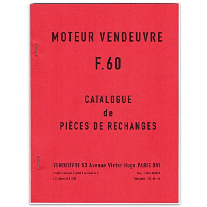 A8001140 Catalogue pièces moteur Vendeuvre F60  07/66 