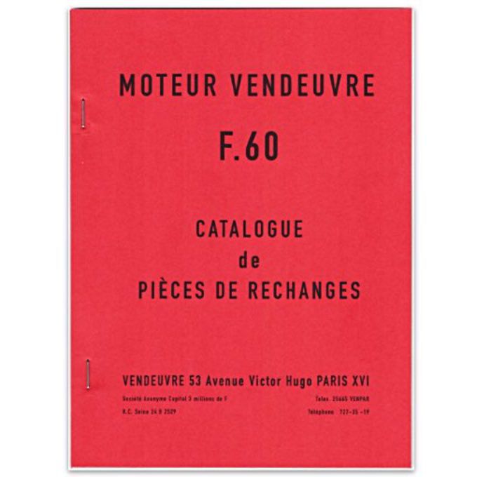 A8001140 Catalogue pièces moteur Vendeuvre F60 07/66