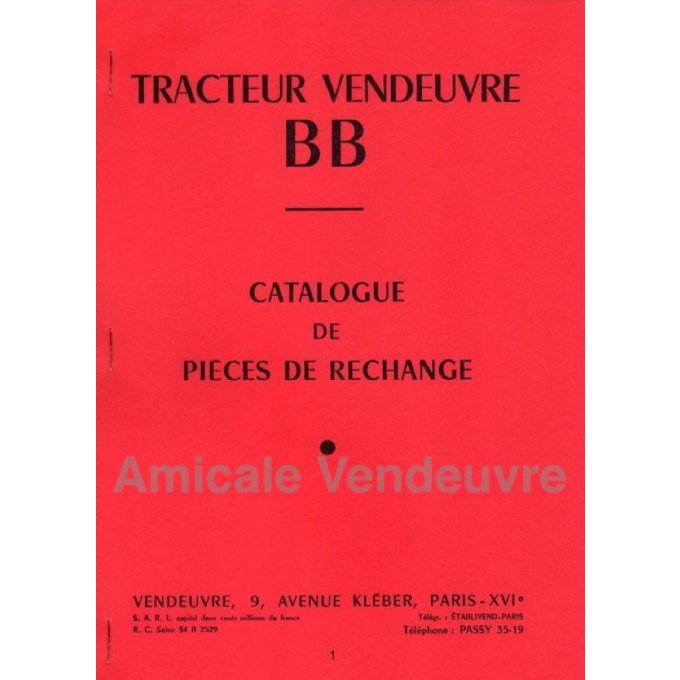 A8002005 Catalogue Pièces de rechange Vendeuvre BB Air 06/57 