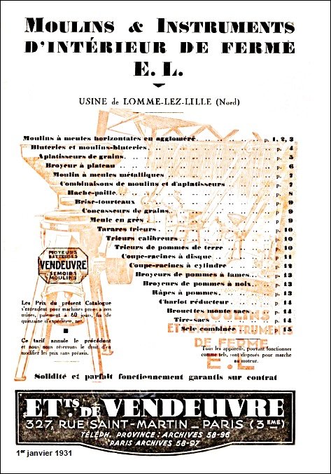A9001020 Catalogue Vendeuvre  Lomme-Lez-Lille   E-L 1931  format A5  15 pages.