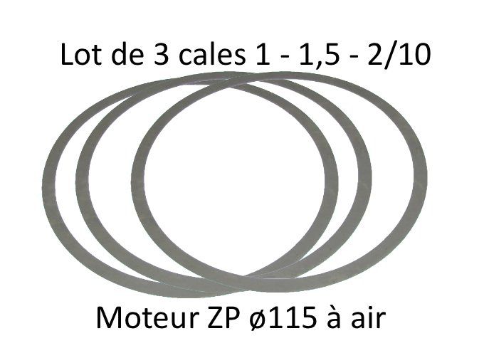 M1010616 Lot de 3 cales en acier pour cylindre à air Ø 115. Epaisseur  1 - 1,5 et 2/10