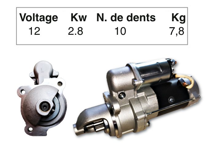 E5002032 Démarreur 10 dents 2,8 Kw  B2B, BL25, BL30V, BL30 et FD3 pour moteur 26 et 52 