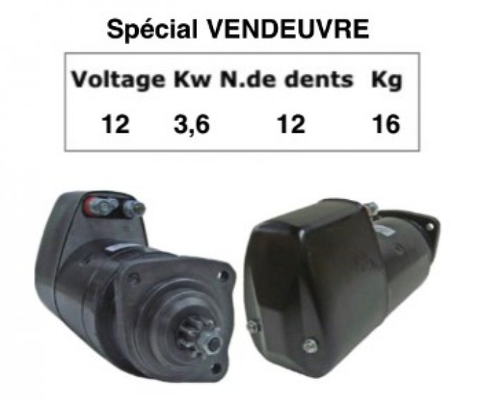 E5002040 Démarreur pour moteur type ZP  12V 3,6 kw 12 dents.  -16 kg