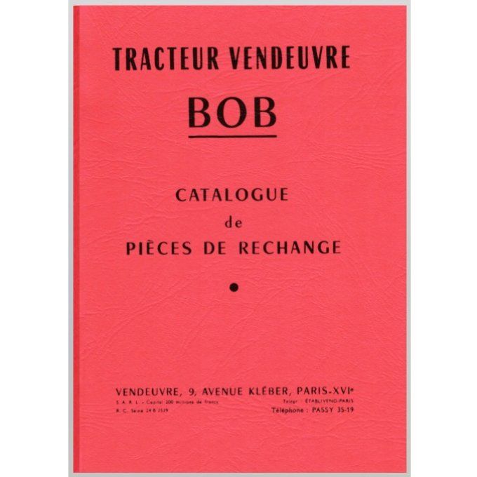 A8002006  Catalogue Pièces de rechange BOB  103-04-58  55 pages