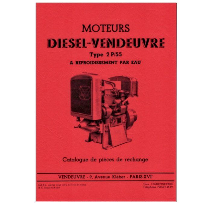A8001123 Catalogue pièces moteur Vendeuvre type Z2P55  à eau 10/57