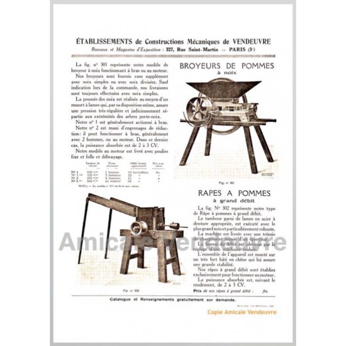 PaINS 5002 Documentation broyeur et râpe. 1925