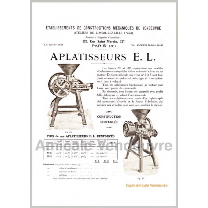 PaINS 5003 Documentation aplatisseur E.L. 1925