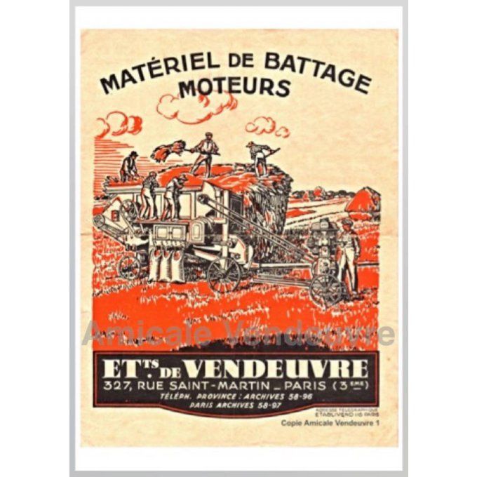 P6001067 Poster 42 x 30 cm. Moteur et battage.