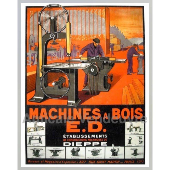P6004036 Poster 42 x 30 cm. Machine à bois.