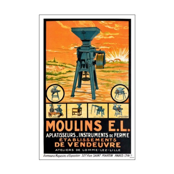 P6004038 Poster 60 x 40 cm Moulins et aplatisseurs