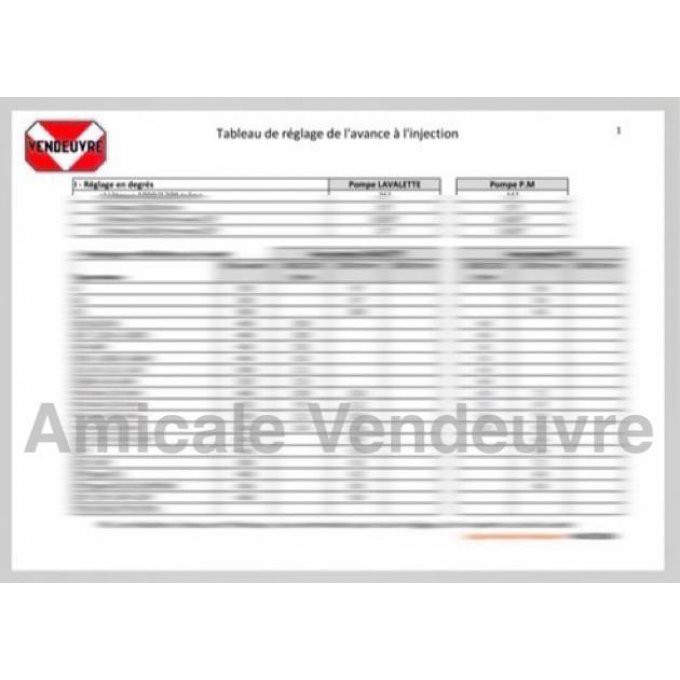 A710160 Pdf téléchargeable Tableau avance à l'injection moteurs
