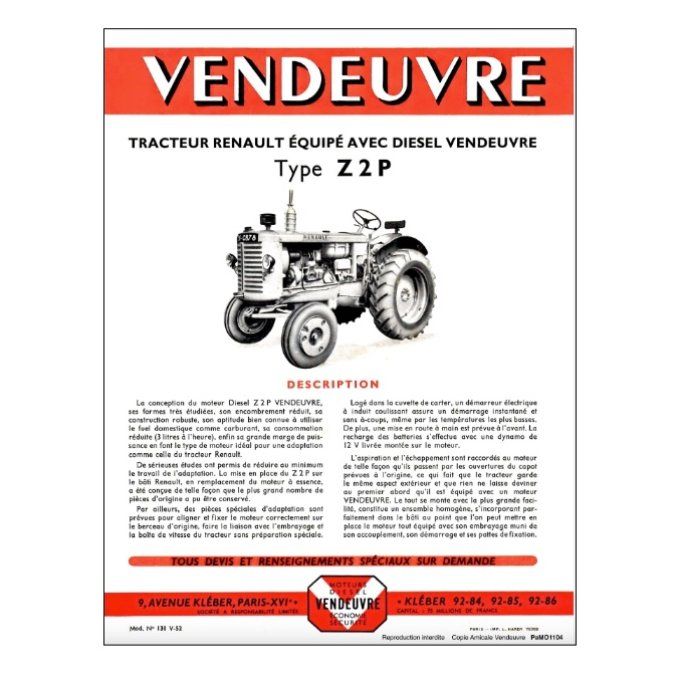 PaMO 1104 PDF Doc montage du moteur Vendeuvre Z2P sur tracteur Renault