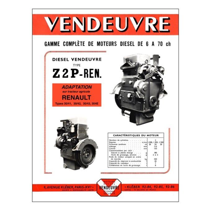 PaMO 1104 Doc montage du moteur Vendeuvre Z2P sur tracteur Renault