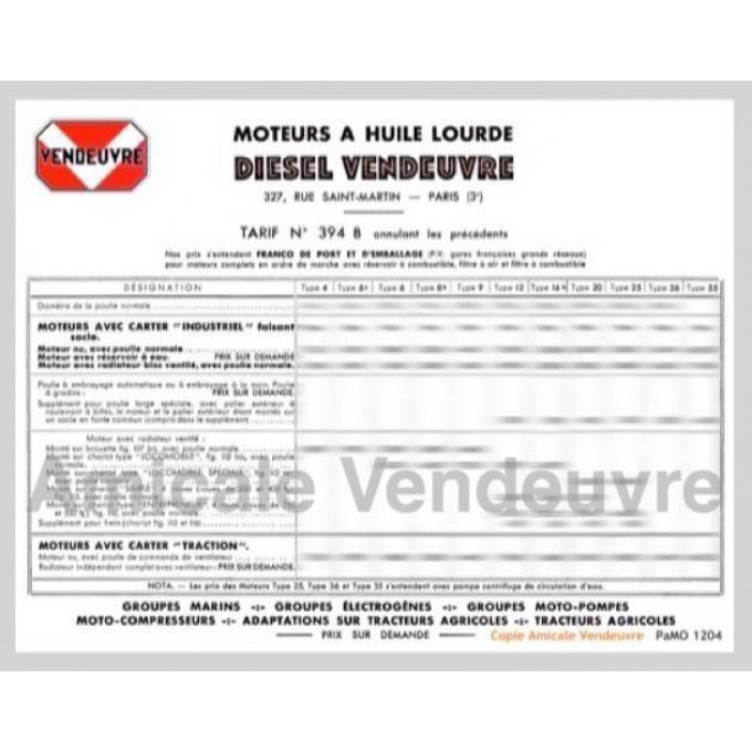 MO 1204 Pdf Tarif gamme moteurs 1938