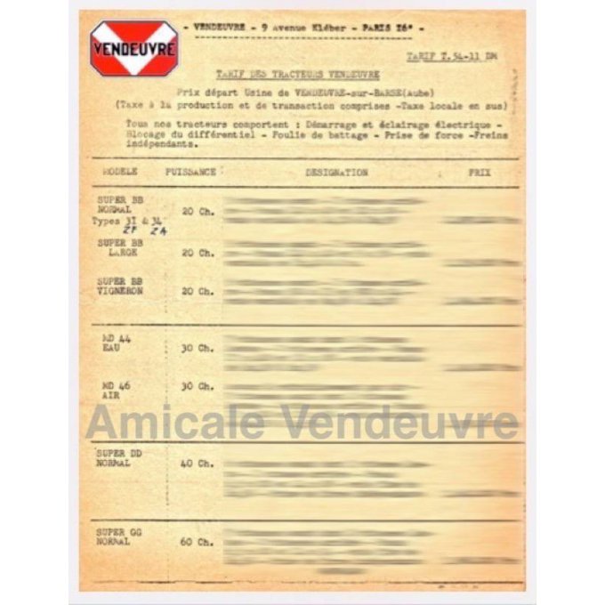 TR 6252 Pdf Tarif gamme Super 1956
