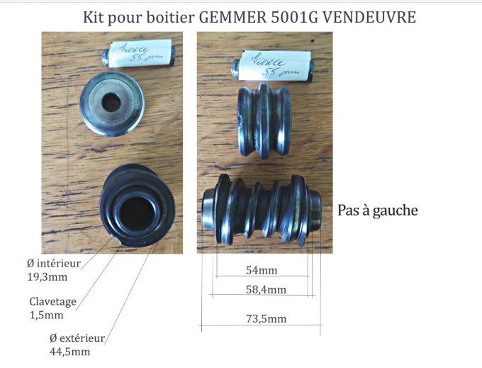 D3001012 Kit complet pour boitiers Gemmer 5001G : Vis, galet, roulements et joints  