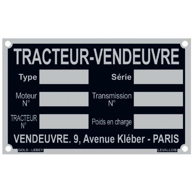 C2001010 Plaque série Super et série 500. 9,6 x 6 cm