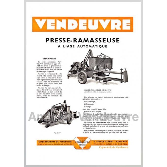 PaPR 3013 Documentation presse ramasseuse PRT 1949