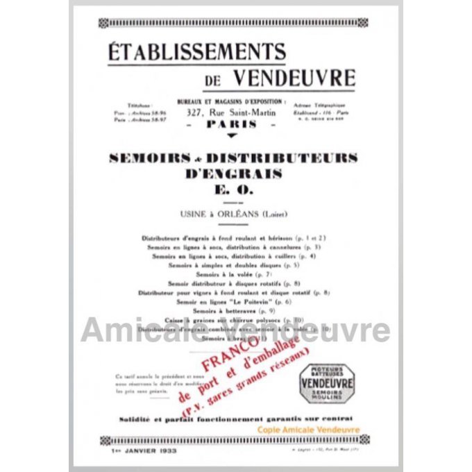 SE 4501 Pdf Catalogue gamme semoirs épandeurs 1933