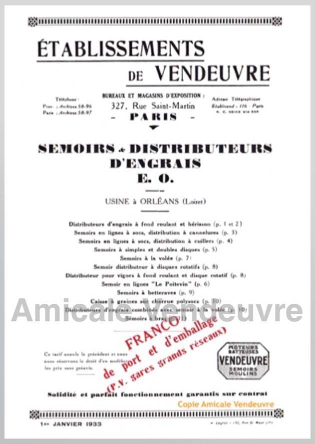 PaSE 4501 Catalogue gamme semoirs épandeurs 1933