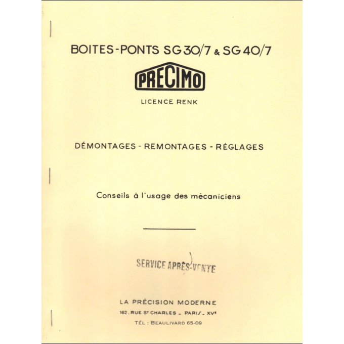 A8003120 Catalogue pièces transmission RENK SG 30-7 & SG 40-7