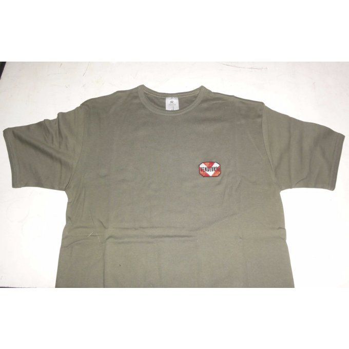 P6003315 Tee-shirt vert olive broderie "VENDEUVRE" taille XL