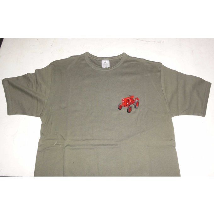 P6003213 Tee-shirt vert olive broderie "TRACTEUR" taille M
