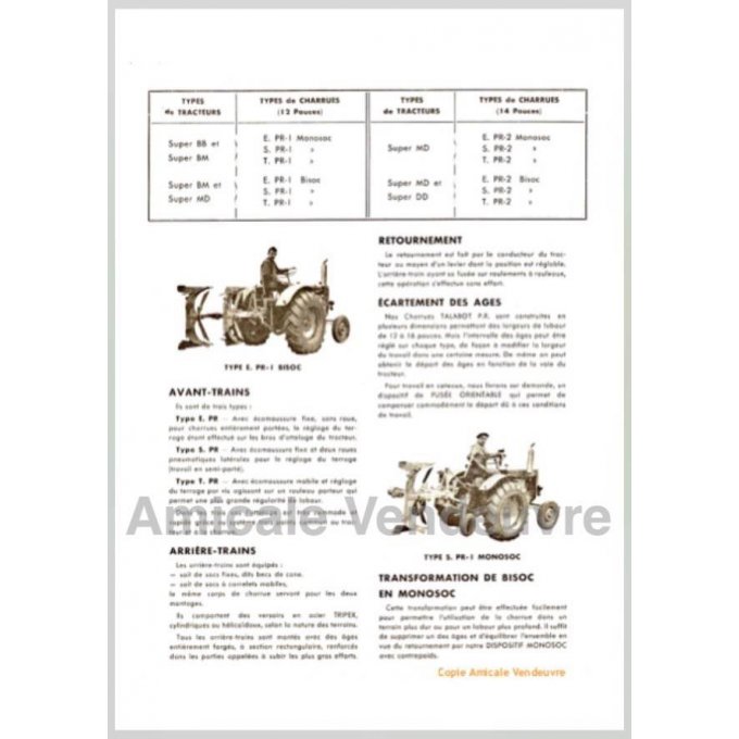 TR 6702 Pdf Documentation charrue Talabot 1955