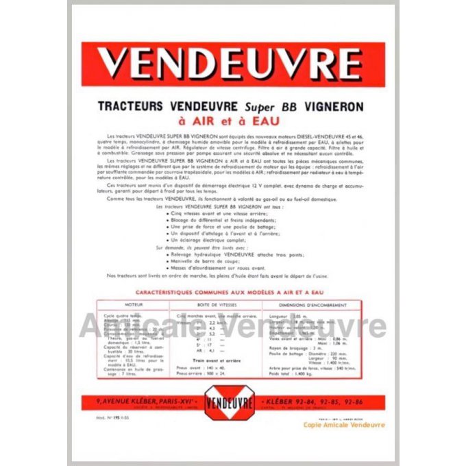 TR 6205 Pdf Documentation Super BB Vigneron 1955