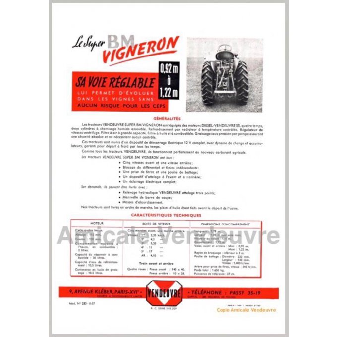 PaTR 6207 Documentation Super BM Vigneron 1957
