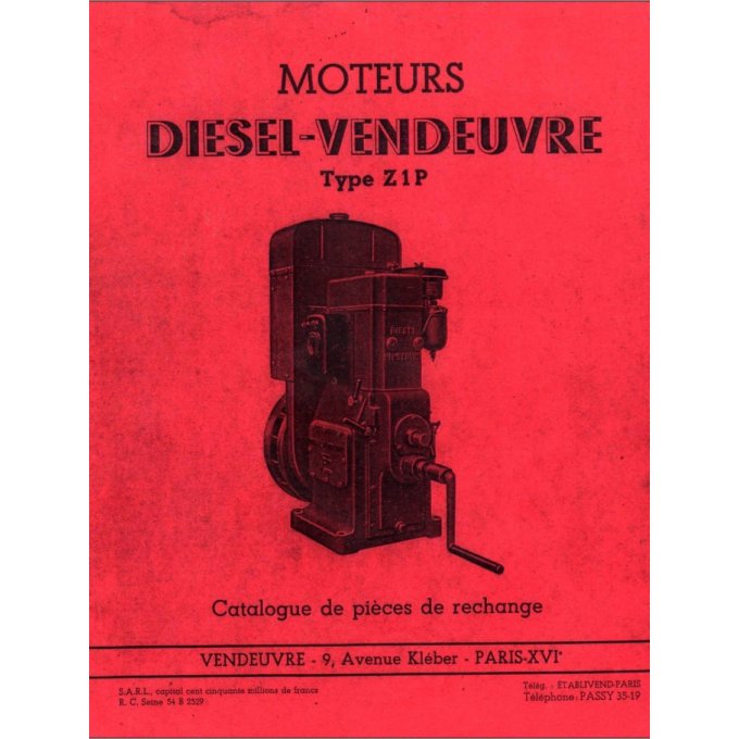 A8001110 Catalogue pièces moteur Vendeuvre Z1P35 07/55