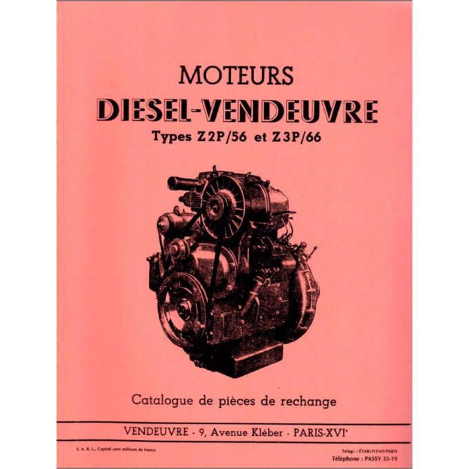 A8001130 Catalogue pièces moteur Vendeuvre Z2P56 Z3P66 05/55 7 pages